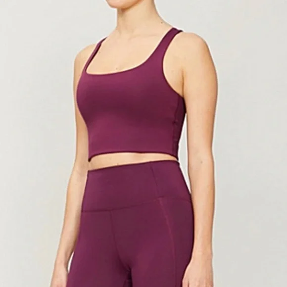 Girlfriend Collective NWOT Plum Tommy Cropped Bra Purple - Picture 3 of 9